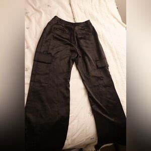 Forever 21 Black Satin Cargo Pants